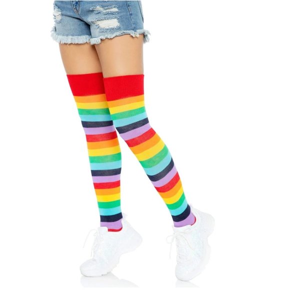Leg Avenue Cherry Rainbow Thigh High Socks - NEW - Picture 2 of 6